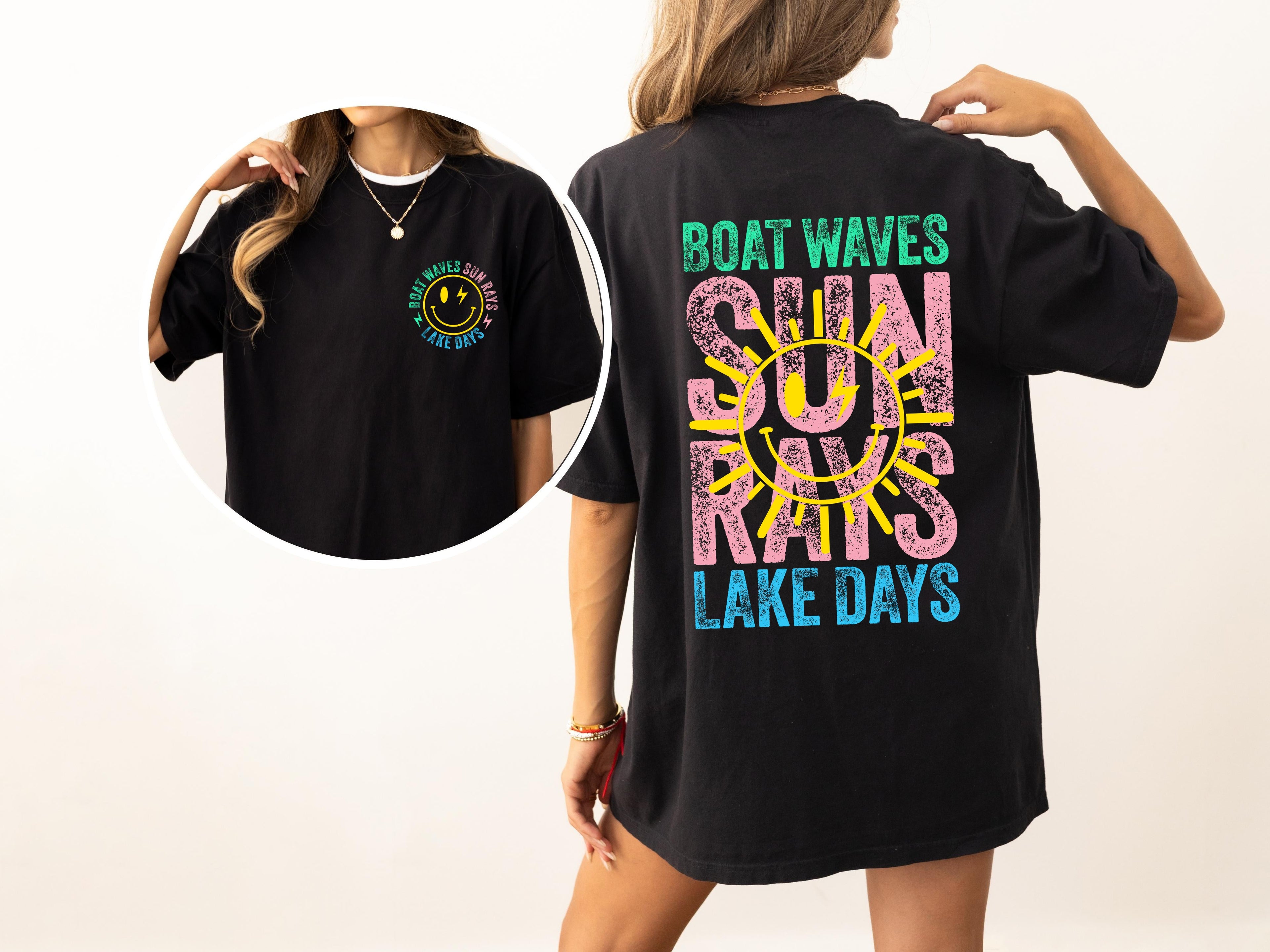 Vintage Inspired Boat Waves Sun Rays Lake Days Lake Life Retro Comfort Colors Tee