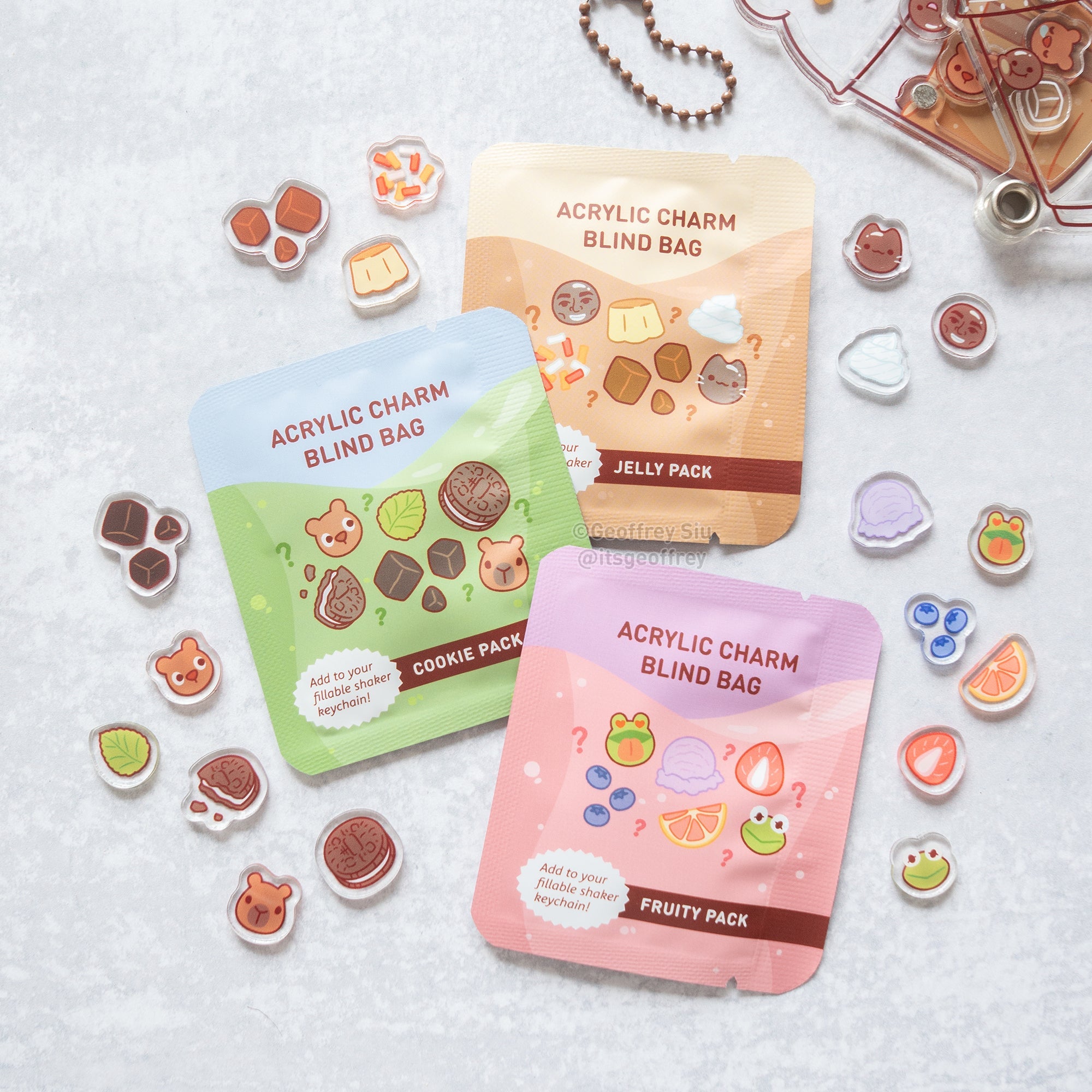 Boba Topping Fillable Keychain Charms Blind Booster Packs