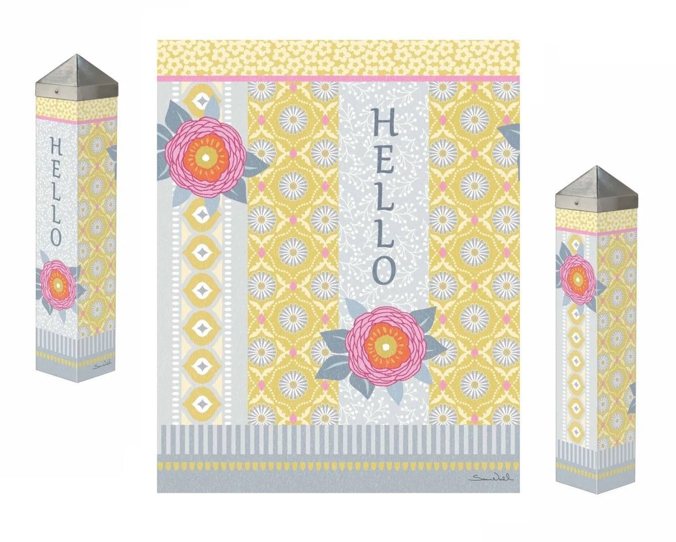 Boho Flair Art Pole 20 Inches Tall Hello