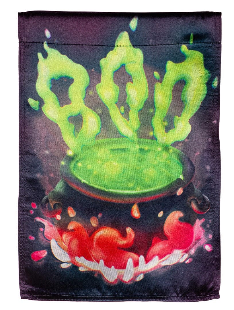 Boo Cauldron Halloween Garden Flag 2 Sided