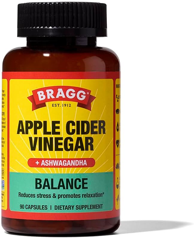 Bragg Daily Balance Apple Cider Vinegar & Ashwagandha Capsules, 90 Count