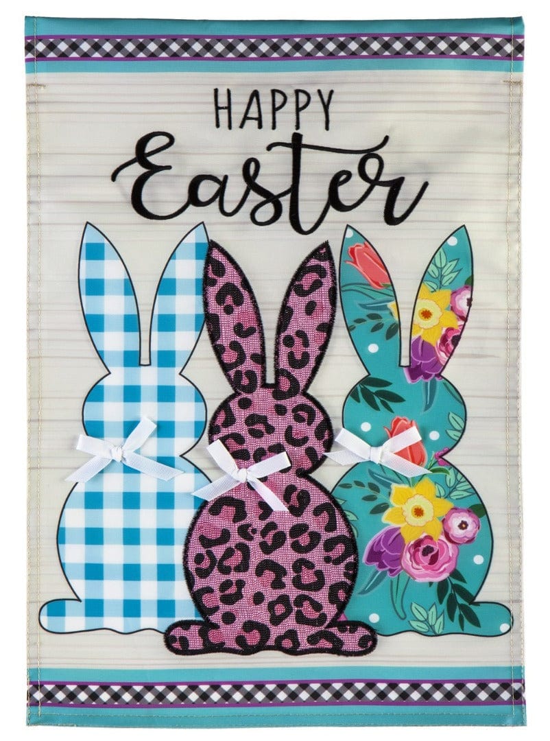 Bright Bunnies Easter Garden Flag 2 Sided Applique