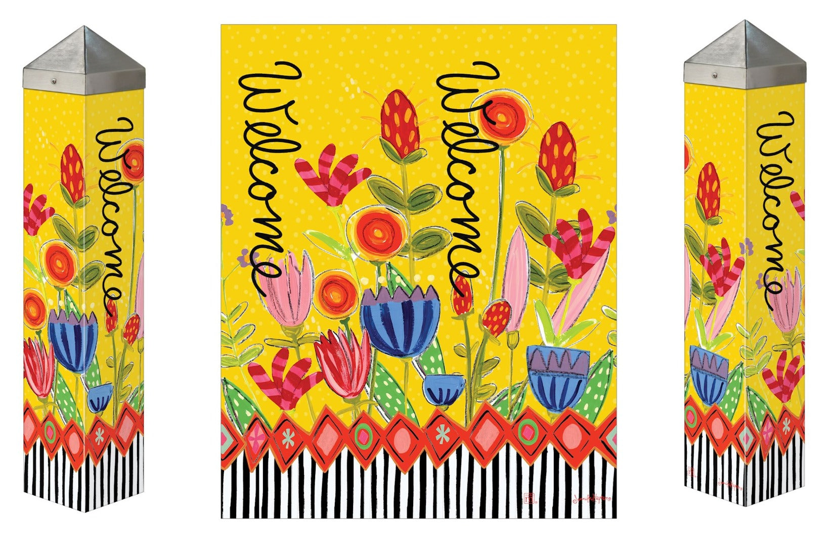 Bright Summer Flowers Art Pole 20 Inches