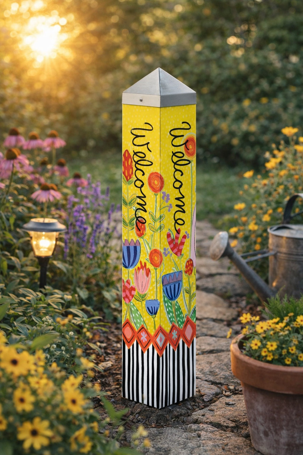 Bright Summer Flowers Art Pole 20 Inches