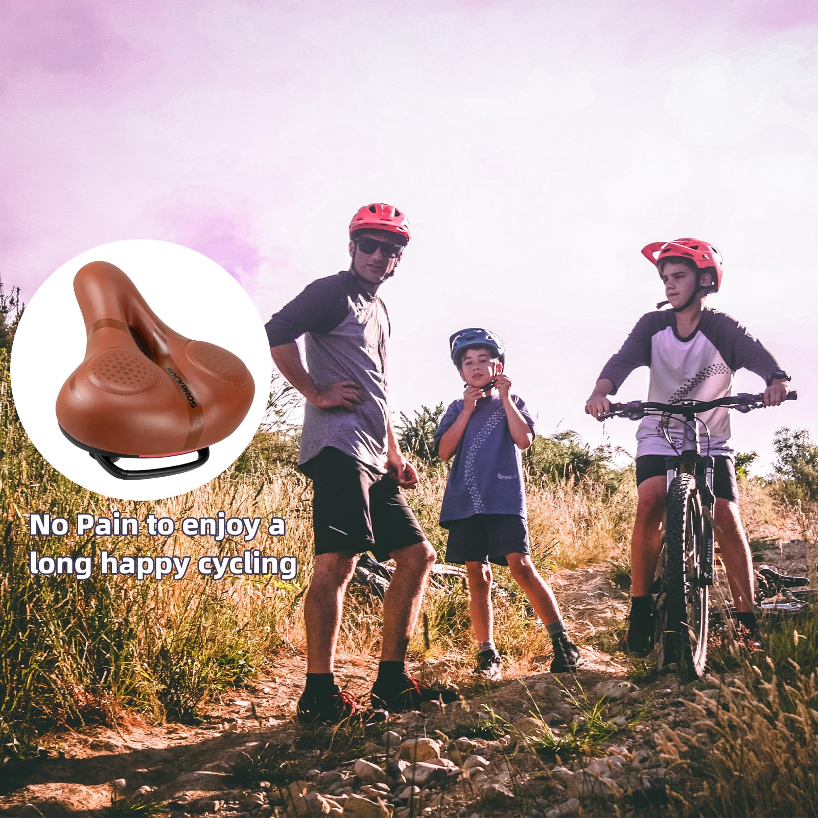 ROCKBROS Comfort Gel Bike Seat Breathable Waterproof Saddle Cruiser/Mountain/Fat Bikes