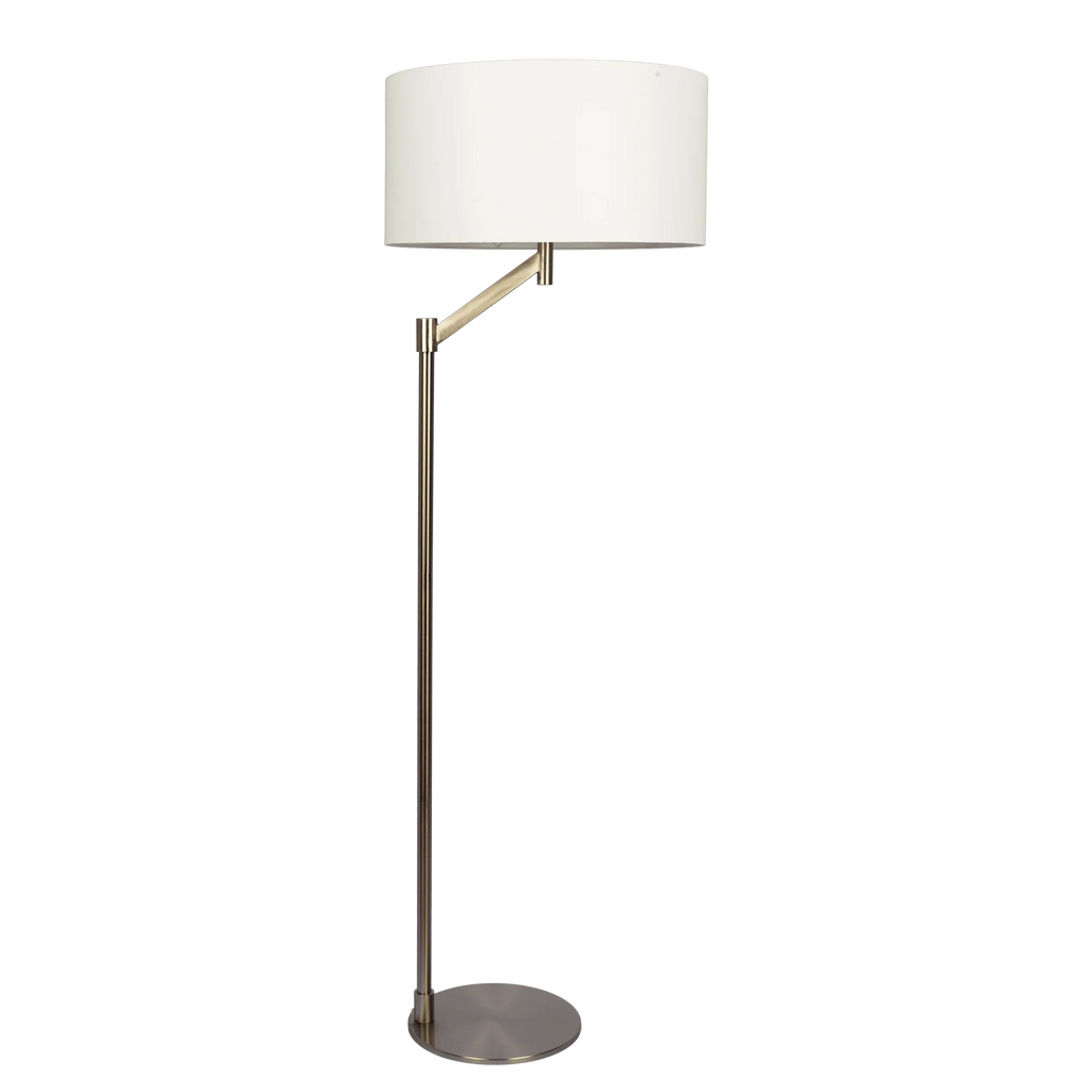 Floor Lamp – Brushed Nickel Finish, White Linen Shade & Rotary Switch | Modern Living Room & Bedroom
