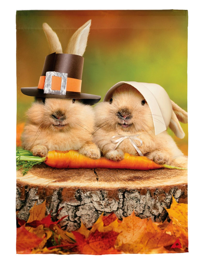 Bunny Pilgrims 2 Sided Garden Flag