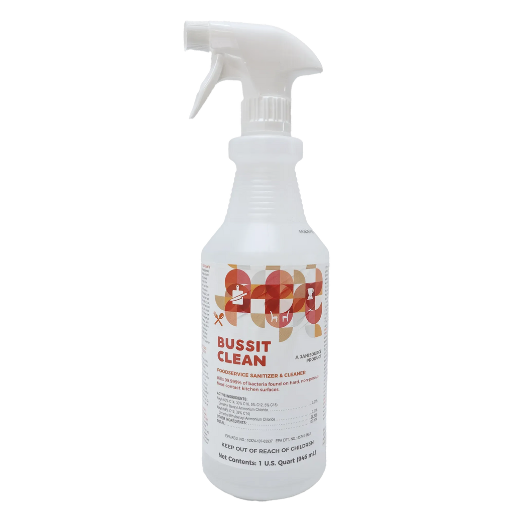 Bussit Clean Food Surface Sanitizer & Cleaner, Spray & Wipe, Quart
