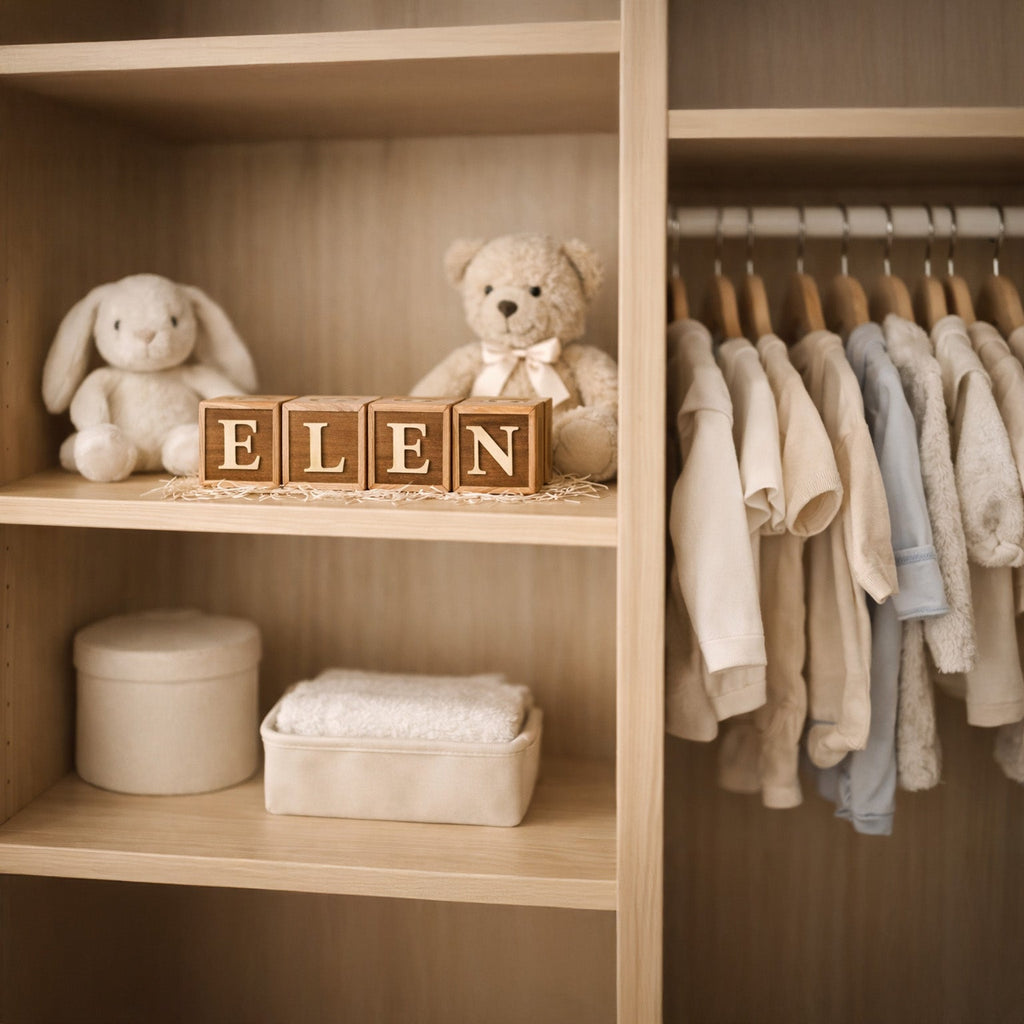 Custom Wood Name Blocks, Engraved Baby Name Sign