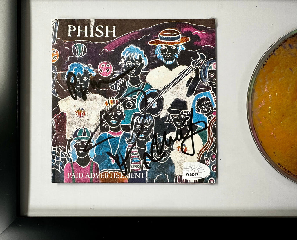 Phish (Trey Anastasio, Page & Mike) Signed Paid Advertisement Framed CD JSA COA