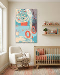 Coral Scribble Spiral Glass Wall Art