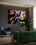 Two Profiles Meeting in Color Burst Glass Wall Art