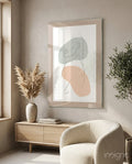 Sage Peach Line Portrait Glass Wall Art