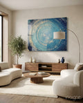 Blue and Gold Radial Rings Mosaic Glass Wall Art