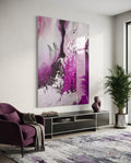 Orchid Pink Marble Flow Glass Wall Art