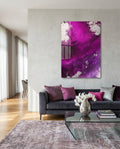 Magenta Fuchsia Fluid Abstract Glass Wall Art