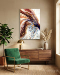 Copper and Blue Geode Ink Glass Wall Art