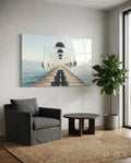Surreal Recursive Pier Bowler Hat Man Glass Wall Art
