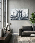 Bridge Walkway Blue Perspective Glass Wall Art