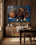 Three Bowls Of Roasted Coffee Beans Glass Wall Art