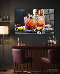Cranberry Lime Rosemary Cocktails Glass Wall Art