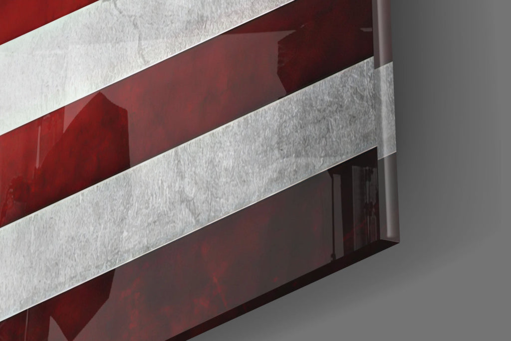 Vintage Watercolor American Flag Glass Wall Art