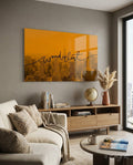 Amber Sunset Skyline Wanderlust Glass Wall Art