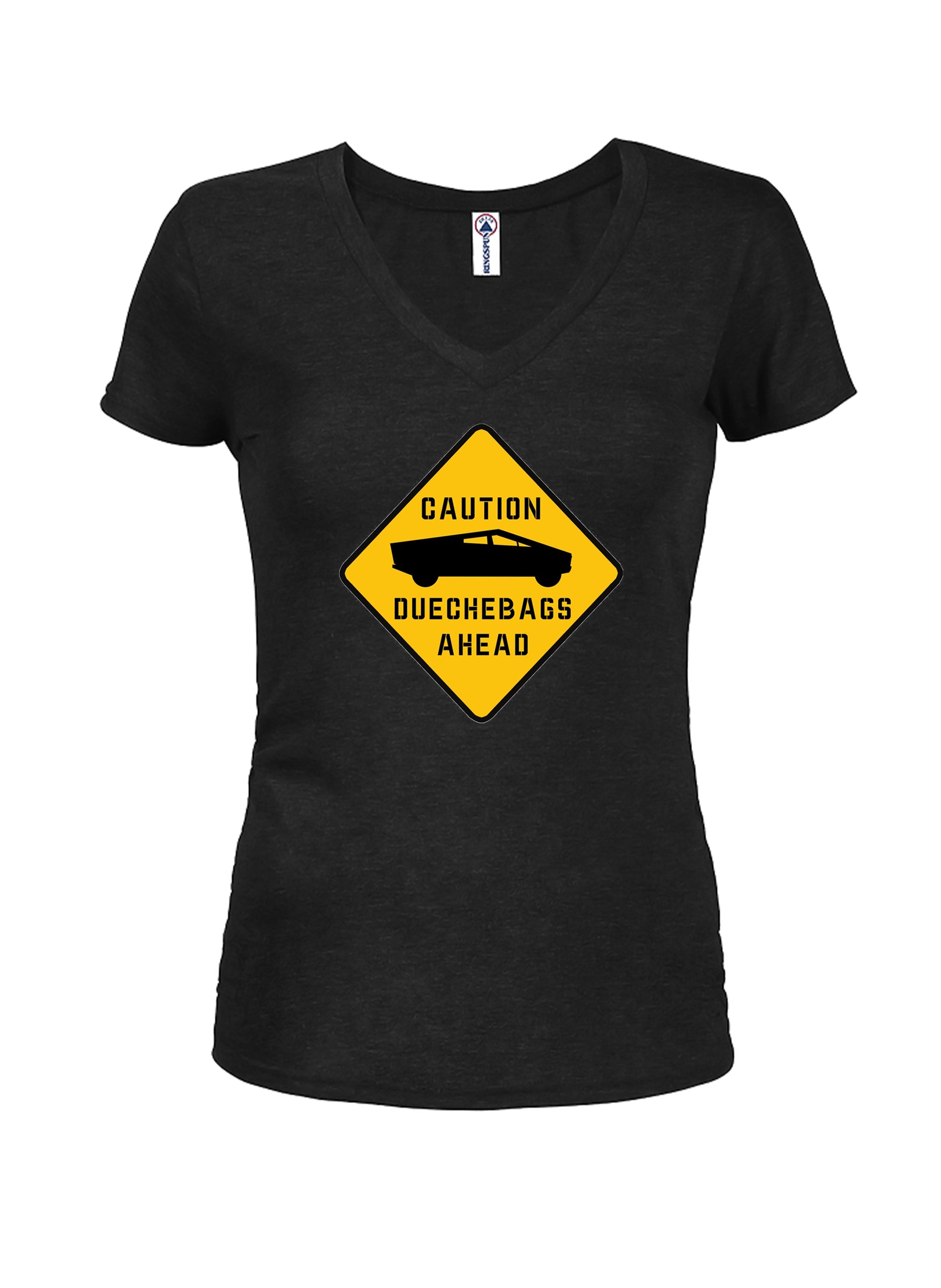 CAUTION - Deuchebags Ahead Juniors V Neck T-Shirt