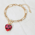 Chunky Heart Stone Cluster Toggle Charm Bracelet