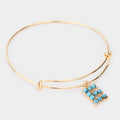 -E- Turquoise Embellished Initial Monogram Charm Bracelet