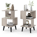 3-Tier Geometric Bookshelf Set of 2 with Open Storage Shelves