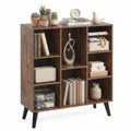8-Cube Bookcase with Raised Support Legs for Living Room-Rustic Brown