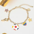 Colombia Soccer Ball Shoe Star Charm Station Bracelet