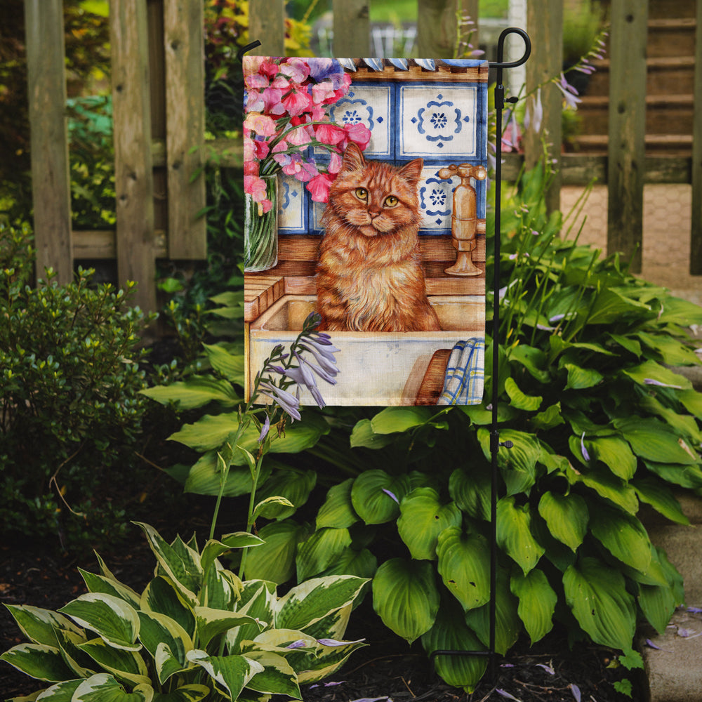 Cat In Sink by Debbie Cook Garden Flag Mailbox Decorative Yard Banner Outside Patio Artwork for Flower Beds, Garden Size, Multicolor