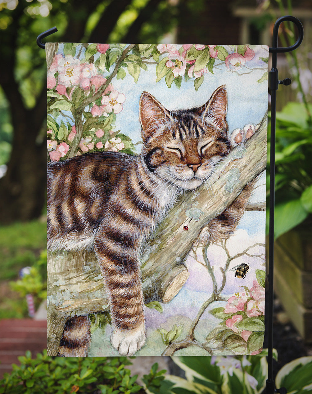 Sleepy Cat by Debbie Cook Garden Flag Mailbox Decorative Yard Banner Outside Patio Artwork for Flower Beds, Garden Size, Multicolor