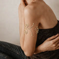 Metal Wire Spiral Butterfly Floral Wrap Arm Cuff Bracelet