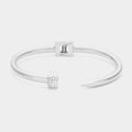 Stone Paved Tip Metal Nail Hinged Cuff Bracelet