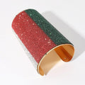 Wide Color Block Rhinestone Paved Arm Cuff Bracelet