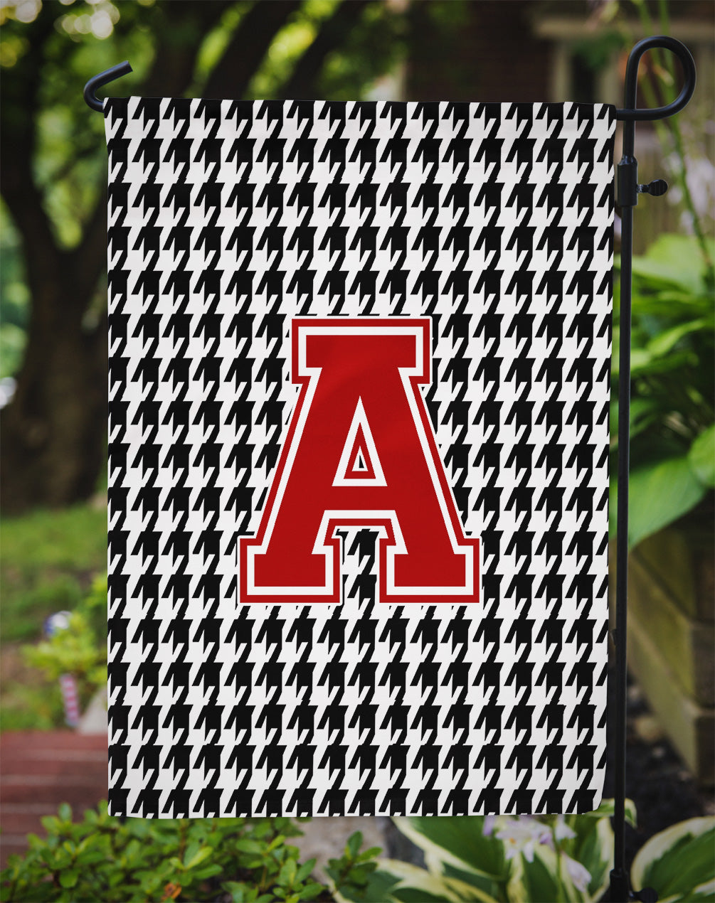 Letter A Monogram - Houndstooth Black Garden Flag Mailbox Decorative Yard Banner Outside Patio Artwork for Flower Beds, Garden Size, Multicolor