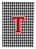 Letter T Monogram - Houndstooth Black Garden Flag Mailbox Decorative Yard Banner Outside Patio Artwork for Flower Beds, Garden Size, Multicolor