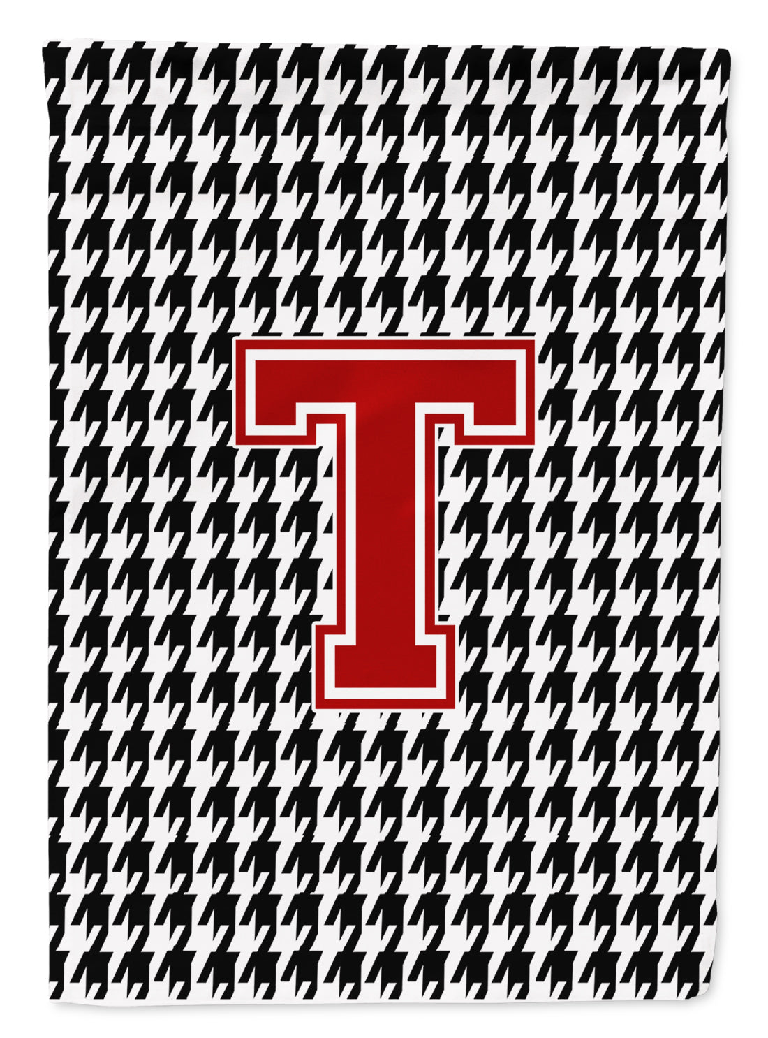 Letter T Monogram - Houndstooth Black Garden Flag Mailbox Decorative Yard Banner Outside Patio Artwork for Flower Beds, Garden Size, Multicolor