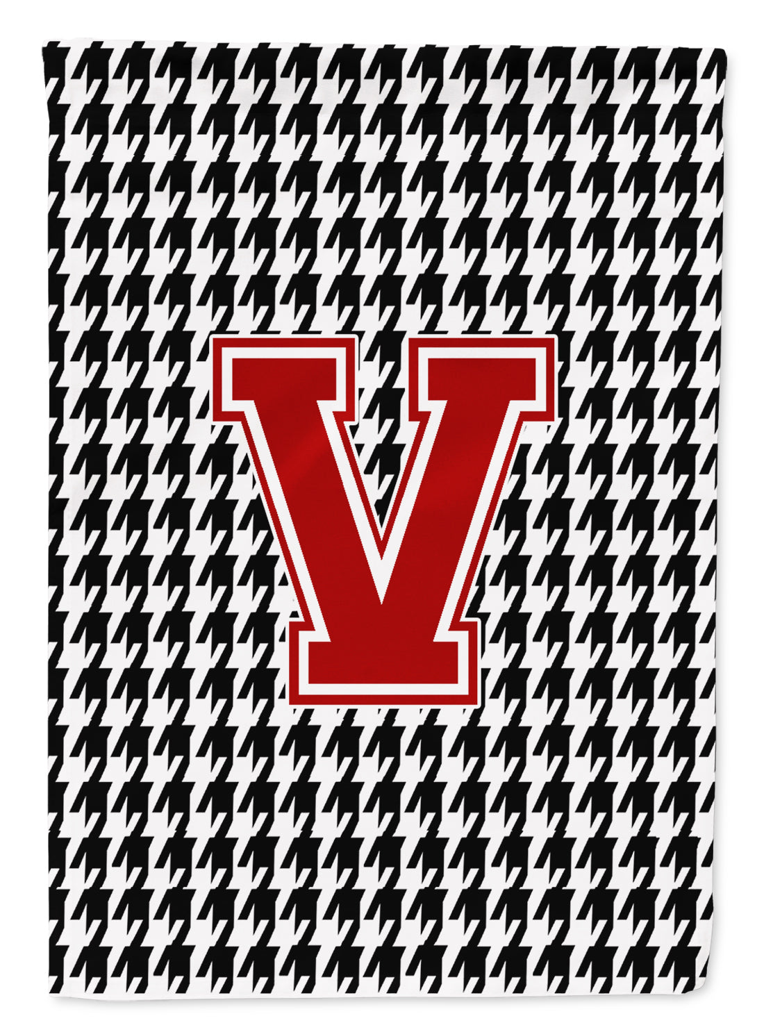 Letter V Monogram - Houndstooth Black Garden Flag Mailbox Decorative Yard Banner Outside Patio Artwork for Flower Beds, Garden Size, Multicolor