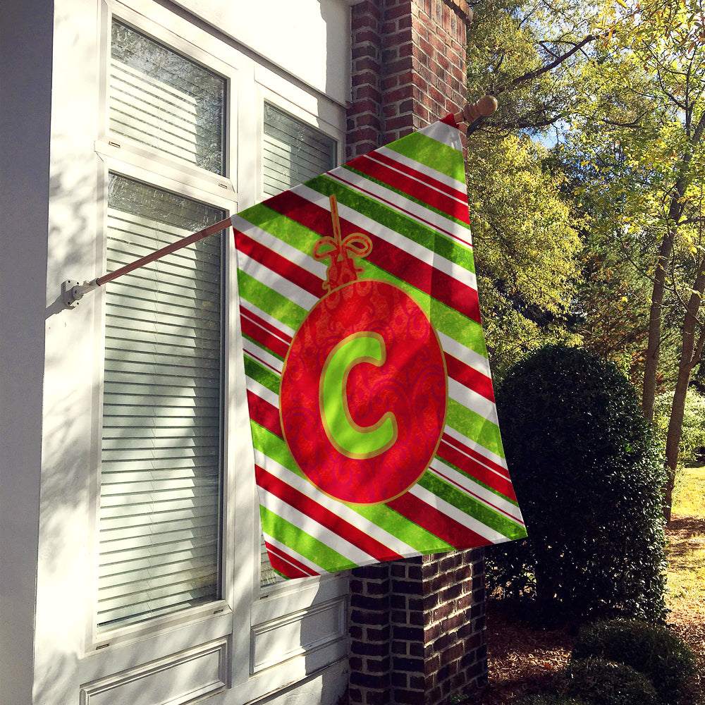 Christmas Oranment Holiday Initial Letter C House Flag 28x40 Porch Sleeve Pole Decorative Outside Yard Banner Artwork Wall Hanging, Polyester