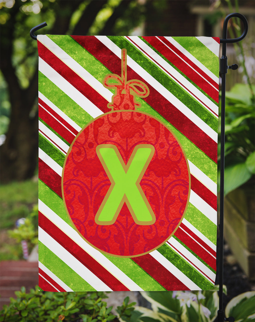 Christmas Oranment Holiday Initial Letter X Garden Flag Mailbox Decorative Yard Banner Outside Patio Artwork for Flower Beds, Garden Size, Multicolor