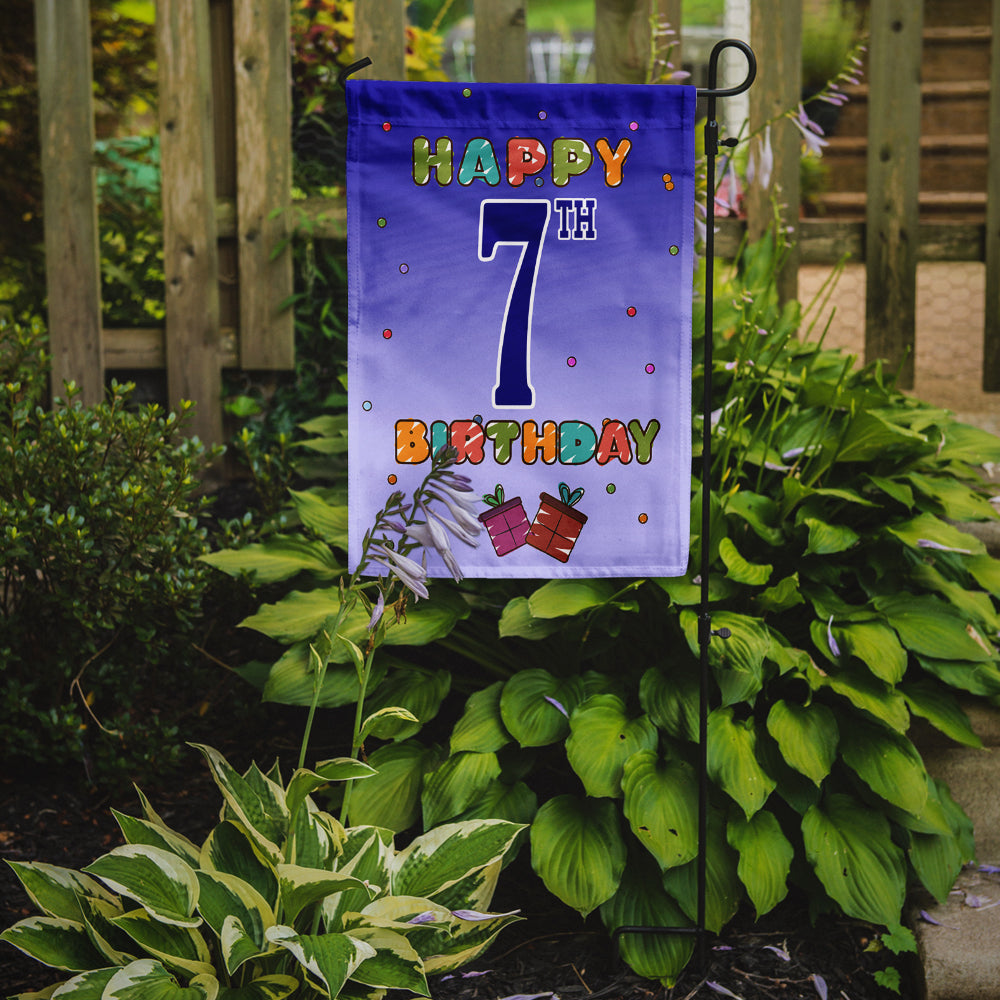 Happy 7th Birthday Garden Flag Mailbox Decorative Yard Banner Outside Patio Artwork for Flower Beds, Garden Size, Multicolor