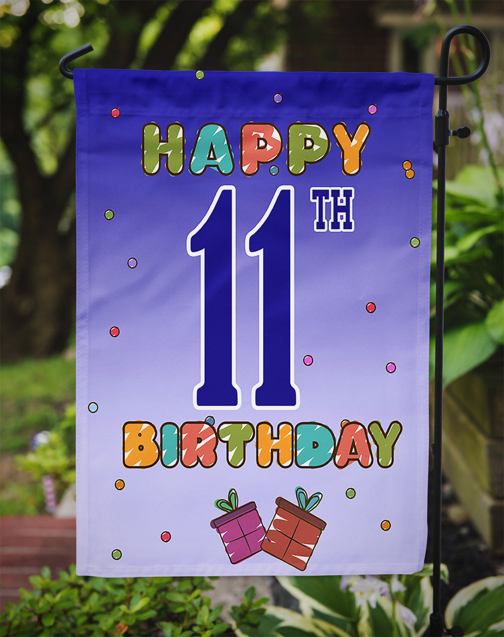 Happy 11th Birthday Garden Flag Mailbox Decorative Yard Banner Outside Patio Artwork for Flower Beds, Garden Size, Multicolor