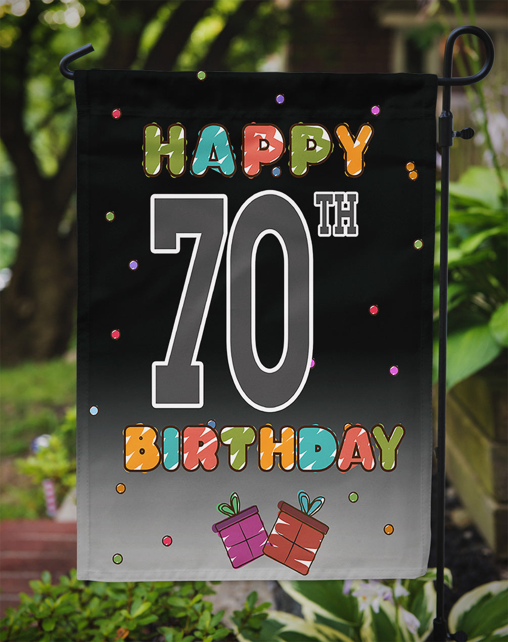 Happy 70th Birthday Garden Flag Mailbox Decorative Yard Banner Outside Patio Artwork for Flower Beds, Garden Size, Multicolor