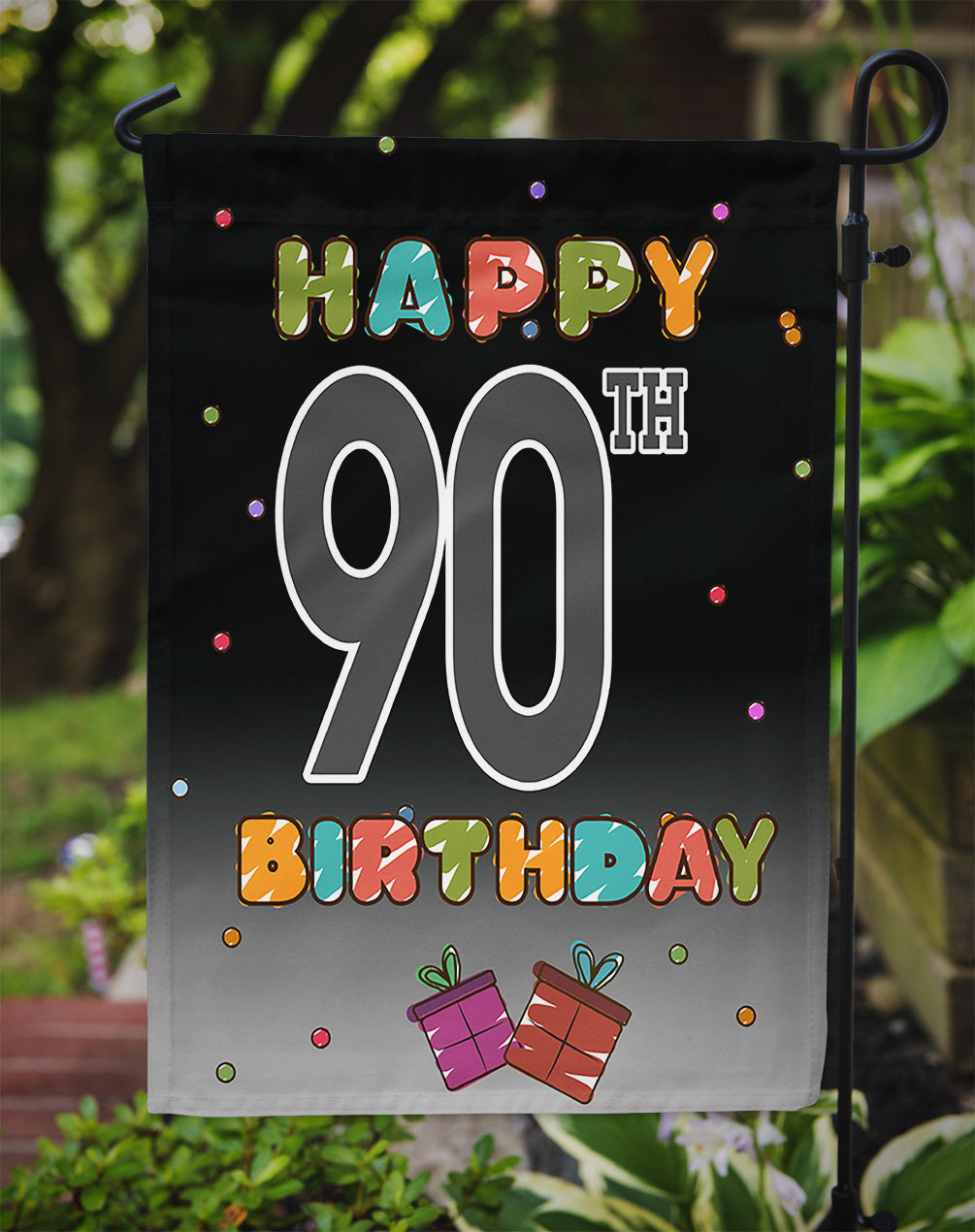 Happy 90th Birthday Garden Flag Mailbox Decorative Yard Banner Outside Patio Artwork for Flower Beds, Garden Size, Multicolor