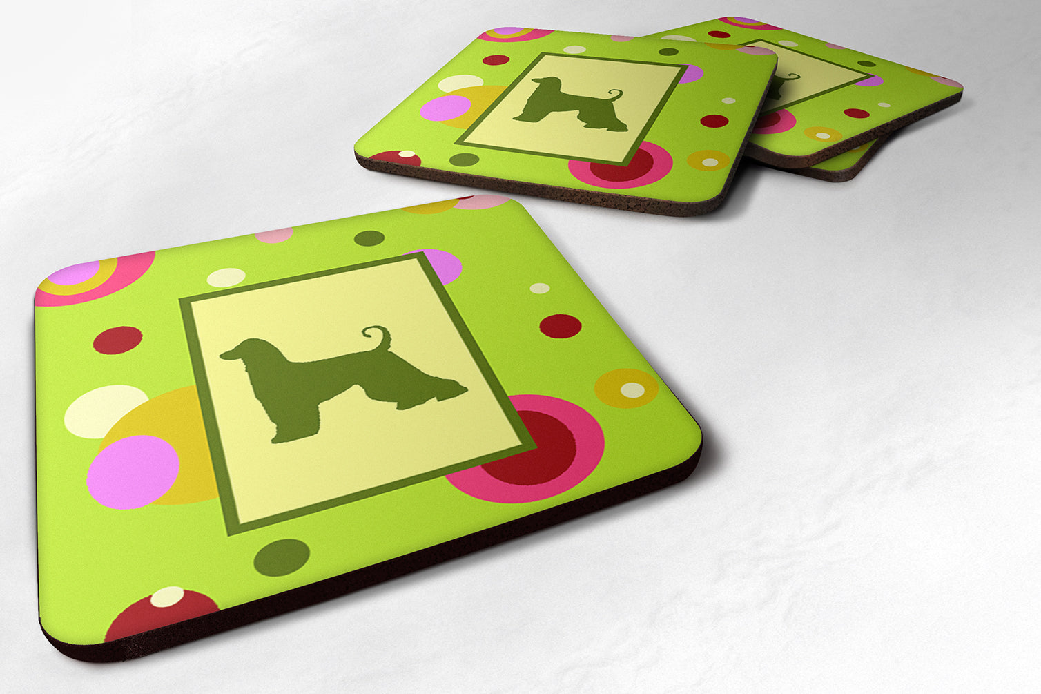 Afghan Hound Foam Coasters Set of 4 Cup Coasters for Indoor Outdoor, Tabletop Protection, Anti Slip, Mouse pad Material