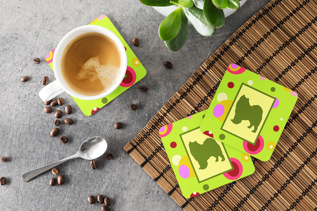 Samoyed Foam Coasters Set of 4 Cup Coasters for Indoor Outdoor, Tabletop Protection, Anti Slip, Mouse pad Material